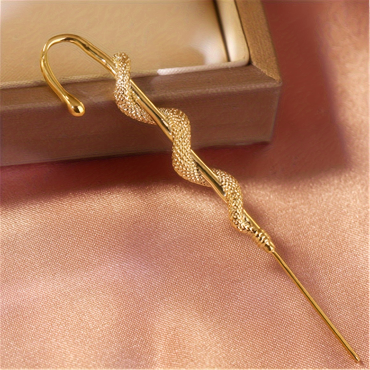 Snake Long Ear Studs with CZ Copper Earrings
